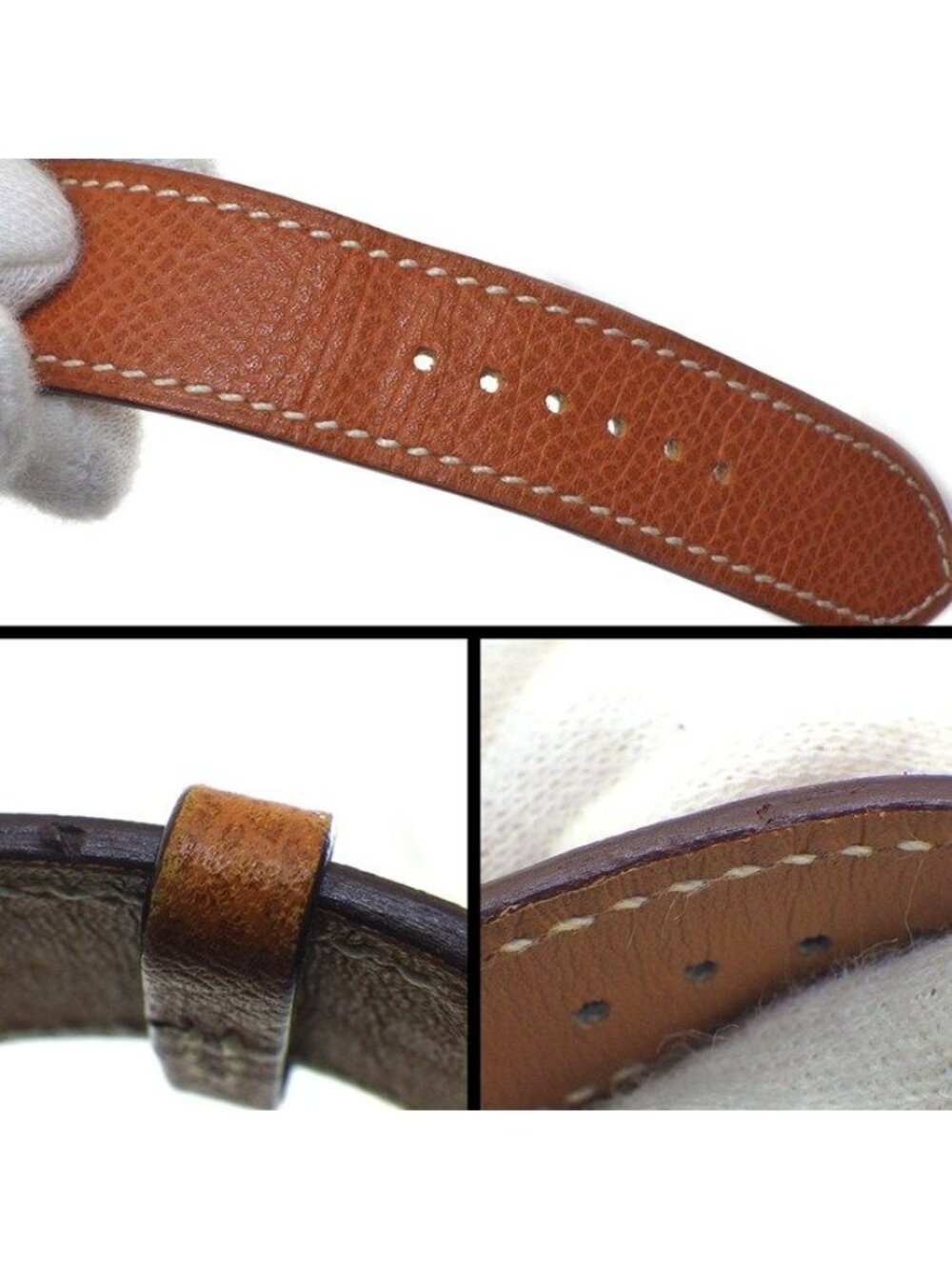 Hermes Watch Square White Dial Brown Cowhide Quartz Analog - Picture 9 of 12